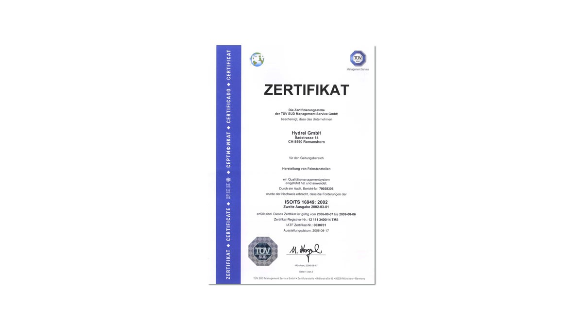 Système de gestion de qualité certifié selon ISO/TS 16949