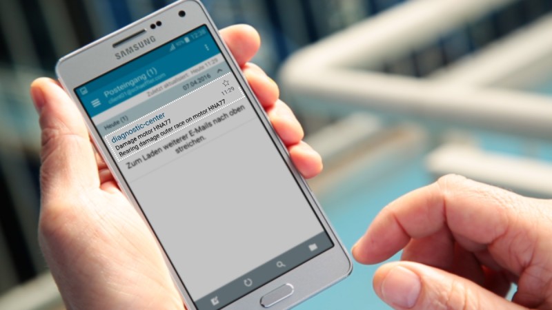 Les exploitants d’installations reçoivent des notifications par e-mail grâce au service numérique « ConditionAnaylzer » et peuvent facilement les visualiser sur leur appareil mobile.