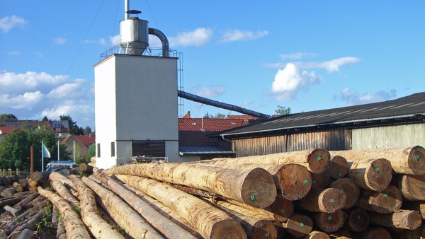 Vue extérieure de la scierie de bois de feuillus